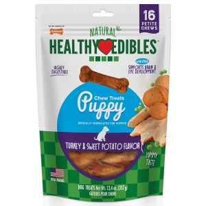 Nylabone Healthy Edibles Puppy Turkey & Sweet Potato, XS/Petite Dog Chews, 16 ct