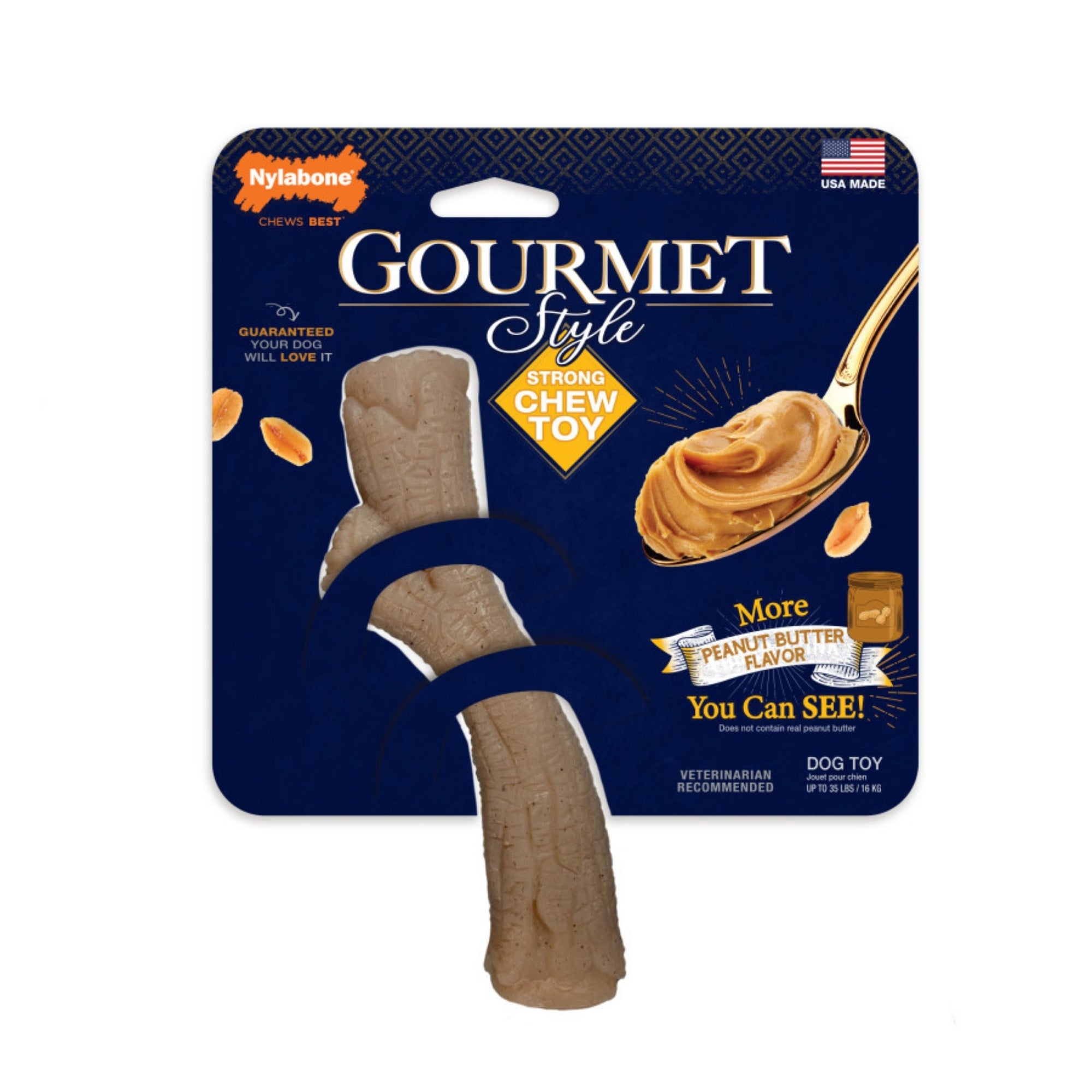 Nylabone Gourmet Style Strong Chew Stick, Peanut Butter, Medium/Wolf