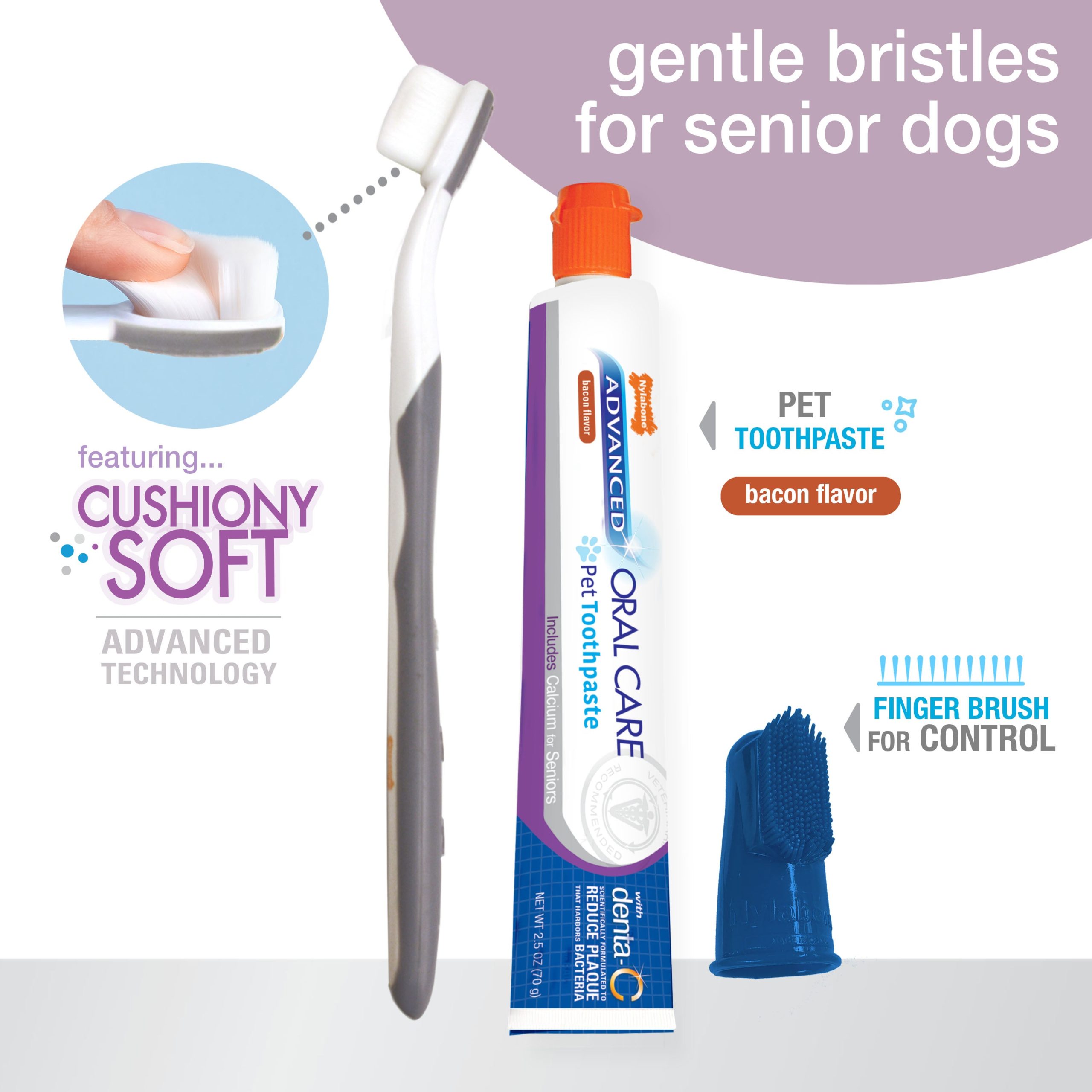 Nylabone Advanced Oral Care Senior Dog Dental Kit with Soft-Bristle Toothbrush - Image 3
