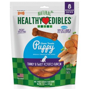 Nylabone Healthy Edibles Puppy Turkey & Sweet Potato, Small Chews, 8 ct
