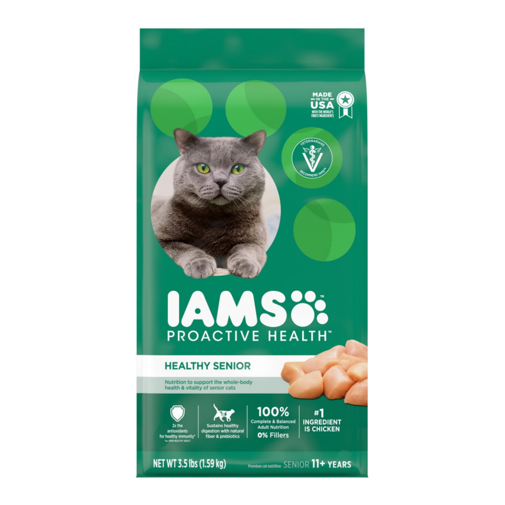 IAMS ProActive Health Lively Senior 11+ Dry Cat Food, Chicken, 3.5 lb