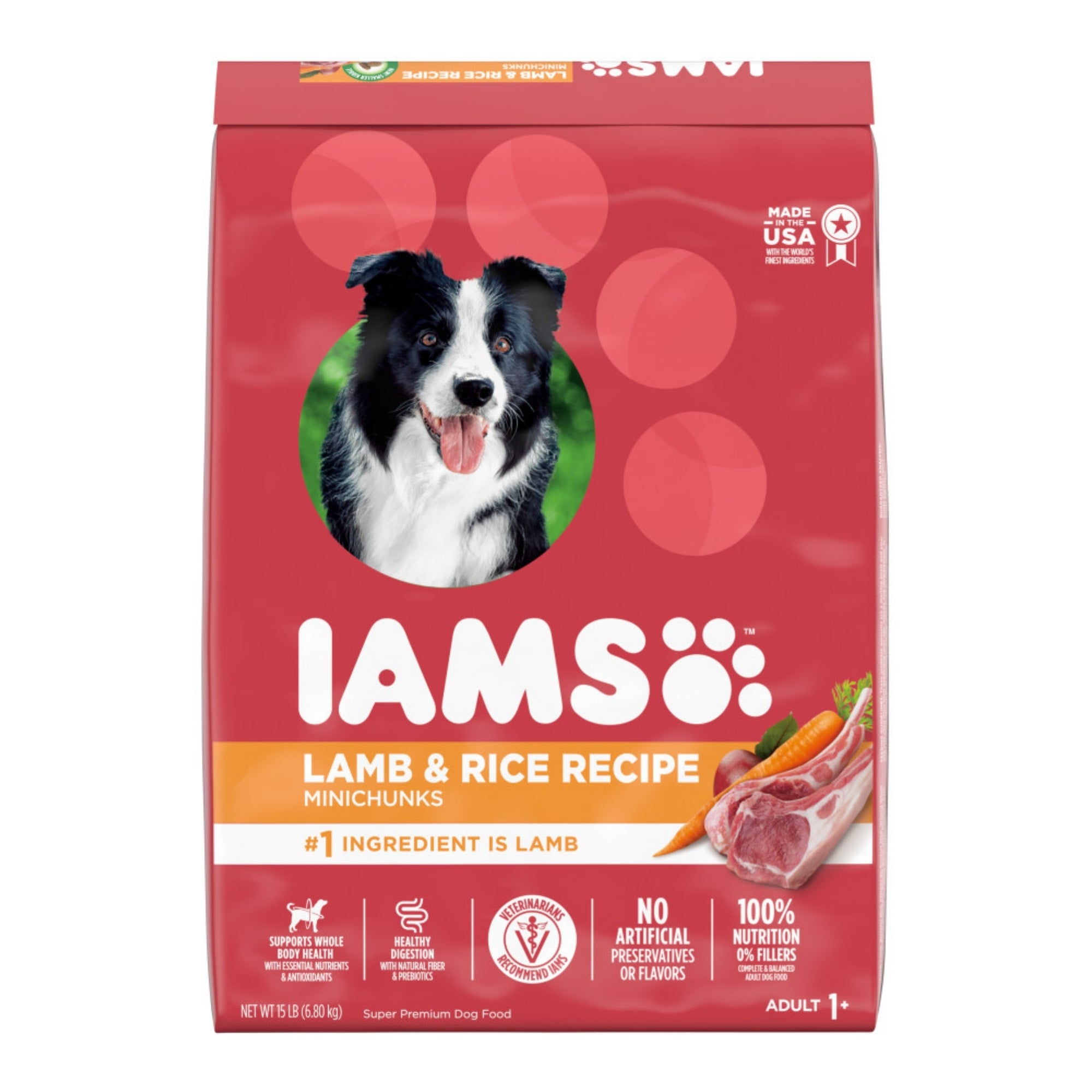 IAMS ProActive Health Adult Lamb MiniChunks Dry Dog Food, 15 lb
