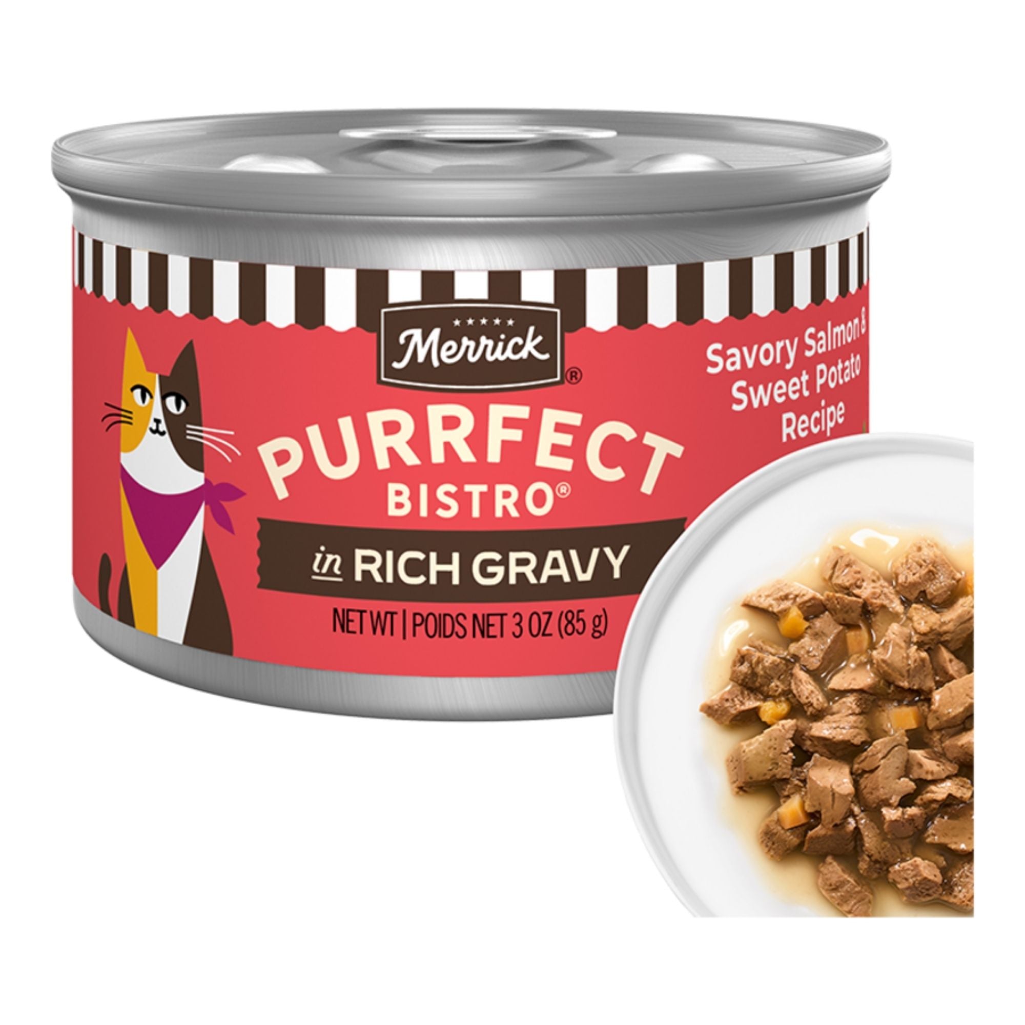 Merrick Purrfect Bistro Savory Salmon & Sweet Potato in Gravy, 3 oz (24 Pack)