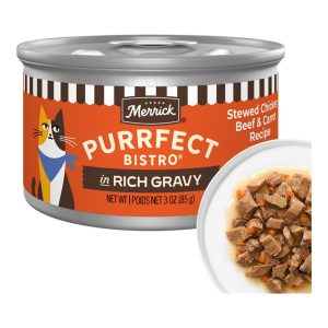 Merrick Purrfect Bistro Stewed Chicken, Beef & Carrot in Gravy, 3 oz (24 Pack)