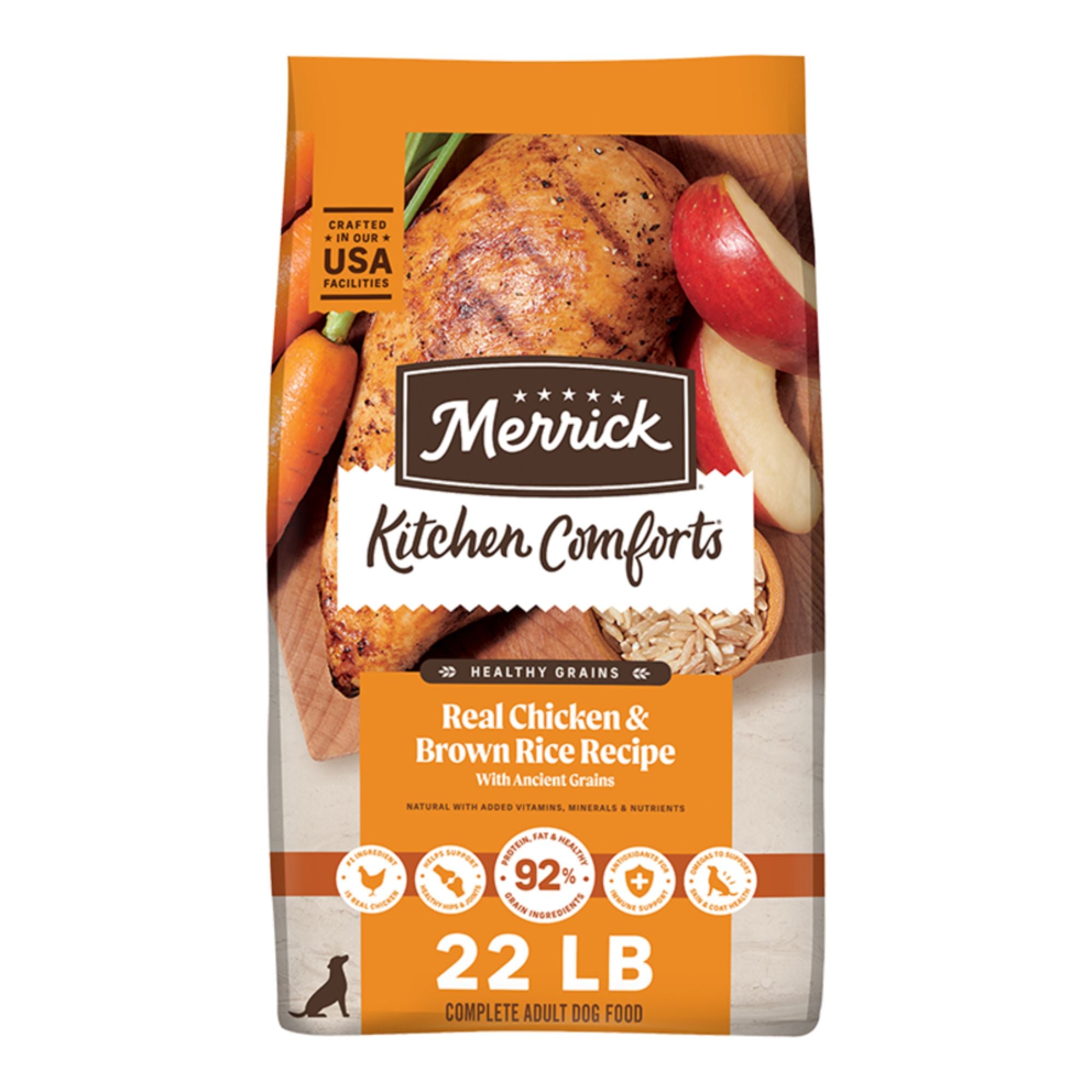 Merrick Kitchen Comforts Real Chicken & Brown Rice Dry Dog Food, 22 lb