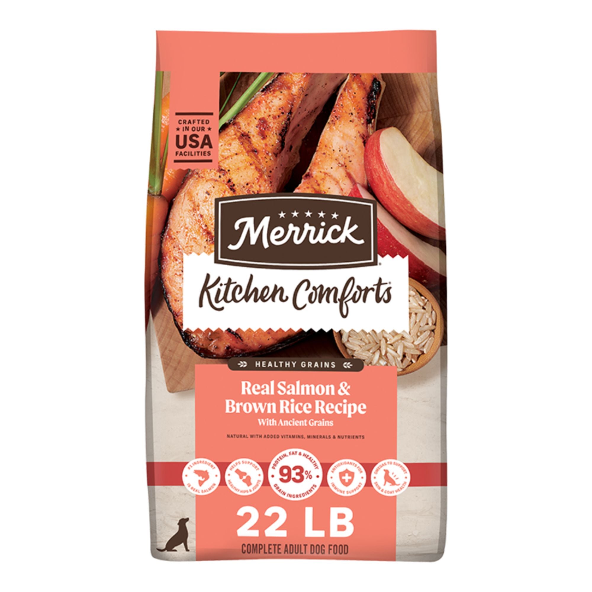 Merrick Kitchen Comforts Real Salmon & Brown Rice Dry Dog Food, 22 lb