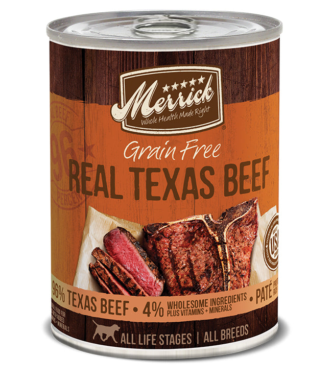 Merrick Grain-Free 96% Real Texas Beef Wet Dog Food, 12.7 oz (Case of 12)