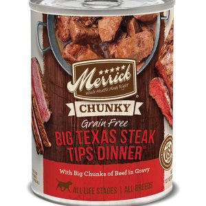 Merrick Chunky Big Texas Steak Tips Wet Dog Food, 12.7 oz (Case of 12)
