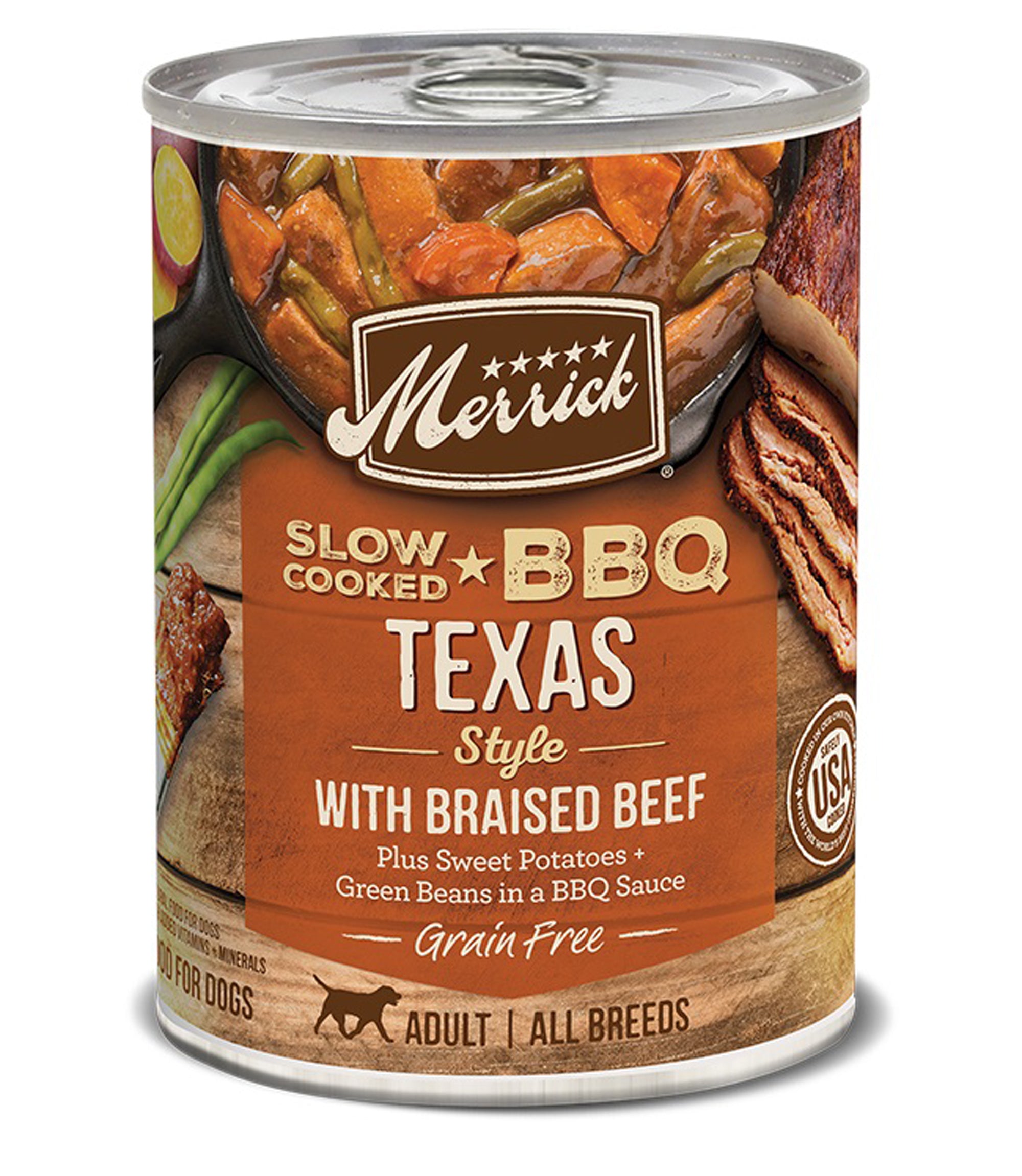 Merrick Slow-Cooked BBQ Texas Style Beef Wet Dog Food, 12.7 oz (Case of 12)