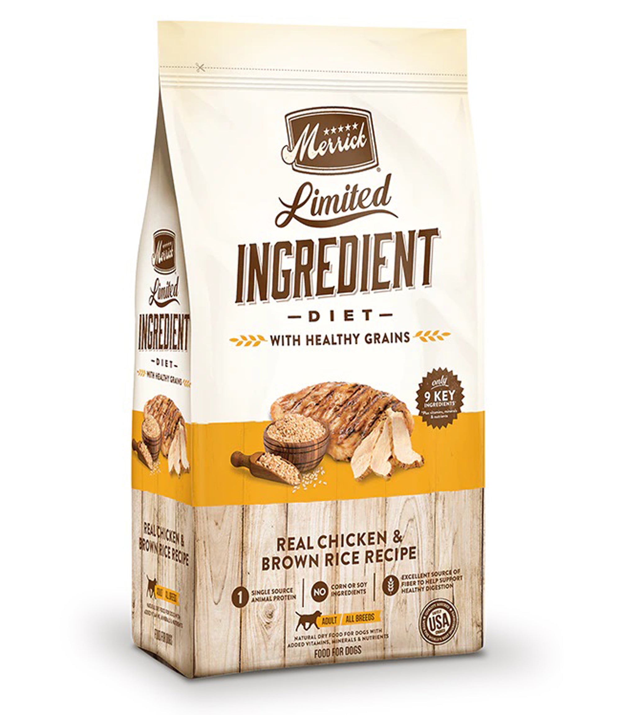 Merrick Limited Ingredient Diet Real Chicken & Brown Rice Dry Dog Food, 22 lb