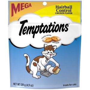 TEMPTATIONS Hairball Control Cat Treats, Chicken Flavor, 4.9 oz