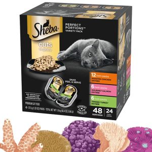 SHEBA Perfect Portions Cuts in Gravy Multipack, Chicken, Turkey & Salmon, 24 ct