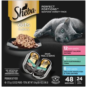 SHEBA Perfect Portions Seafood Multipack, Salmon, Tuna & Whitefish, 24 ct