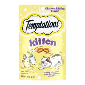 TEMPTATIONS Kitten Treats, Chicken & Dairy Flavor, 3 oz