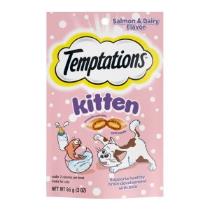 TEMPTATIONS Kitten Treats, Salmon & Dairy Flavor, 3 oz