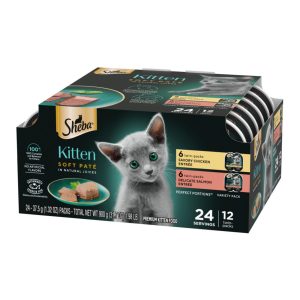 SHEBA Perfect Portions Kitten Pâté Variety, Chicken & Salmon, 2 oz (24 Pack)