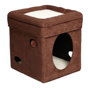 MidWest Curious Cat Cube Suede Brown 15x15