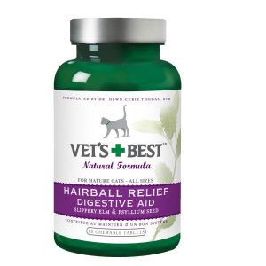 Vet's Best Hairball Relief Digestive Aid Tablets for Cats, 60 ct