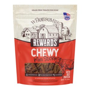 Wholesomes Rewards Chewy Beef Mini Sticks Dog Treats, 7 oz