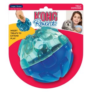 KONG Rewards Ball Treat Dispenser Dog Toy Blue Large