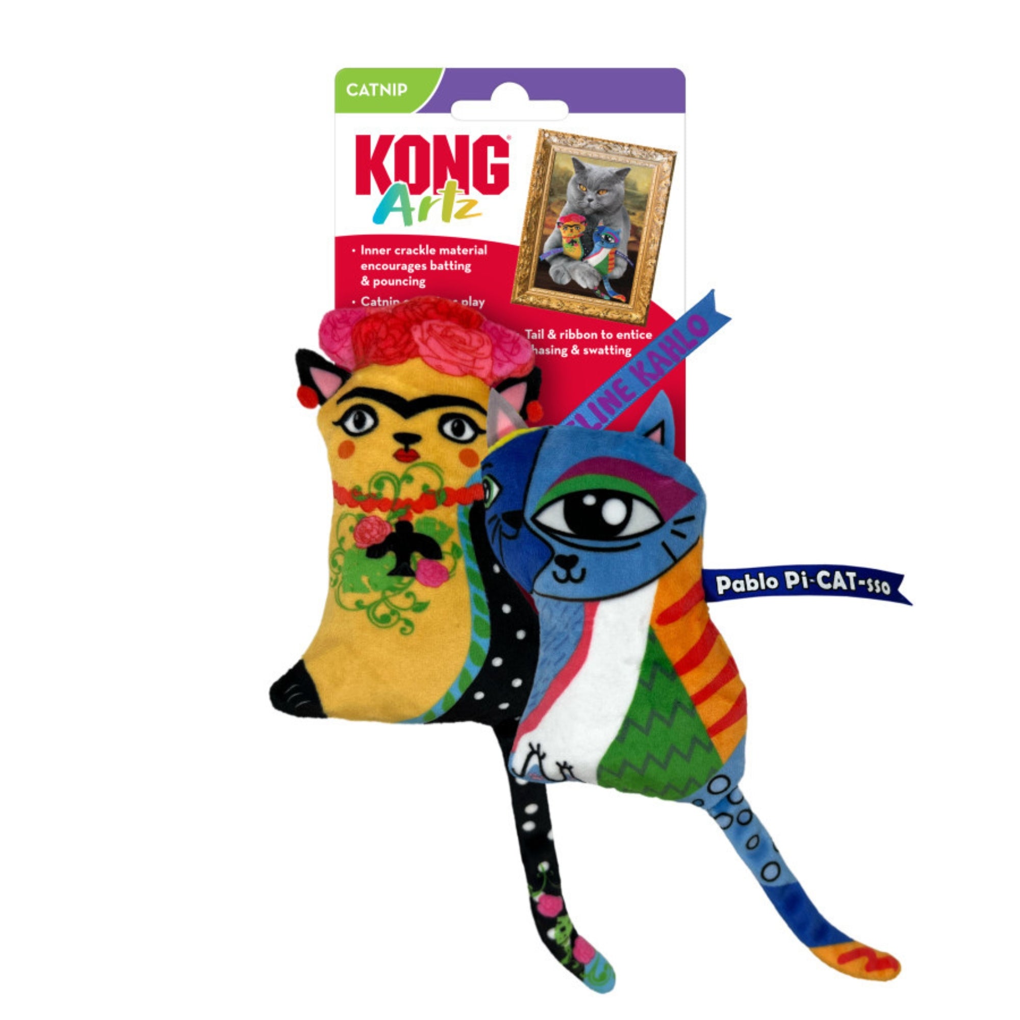 KONG Artz Feline Kahlo and Pablo Pi-Cat-sso Cat Toy 2pk