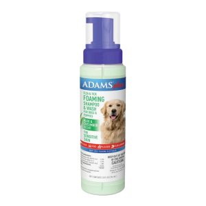 Adams Plus Flea & Tick Foaming Shampoo Cucumber Aloe Sensitive Skin 10oz