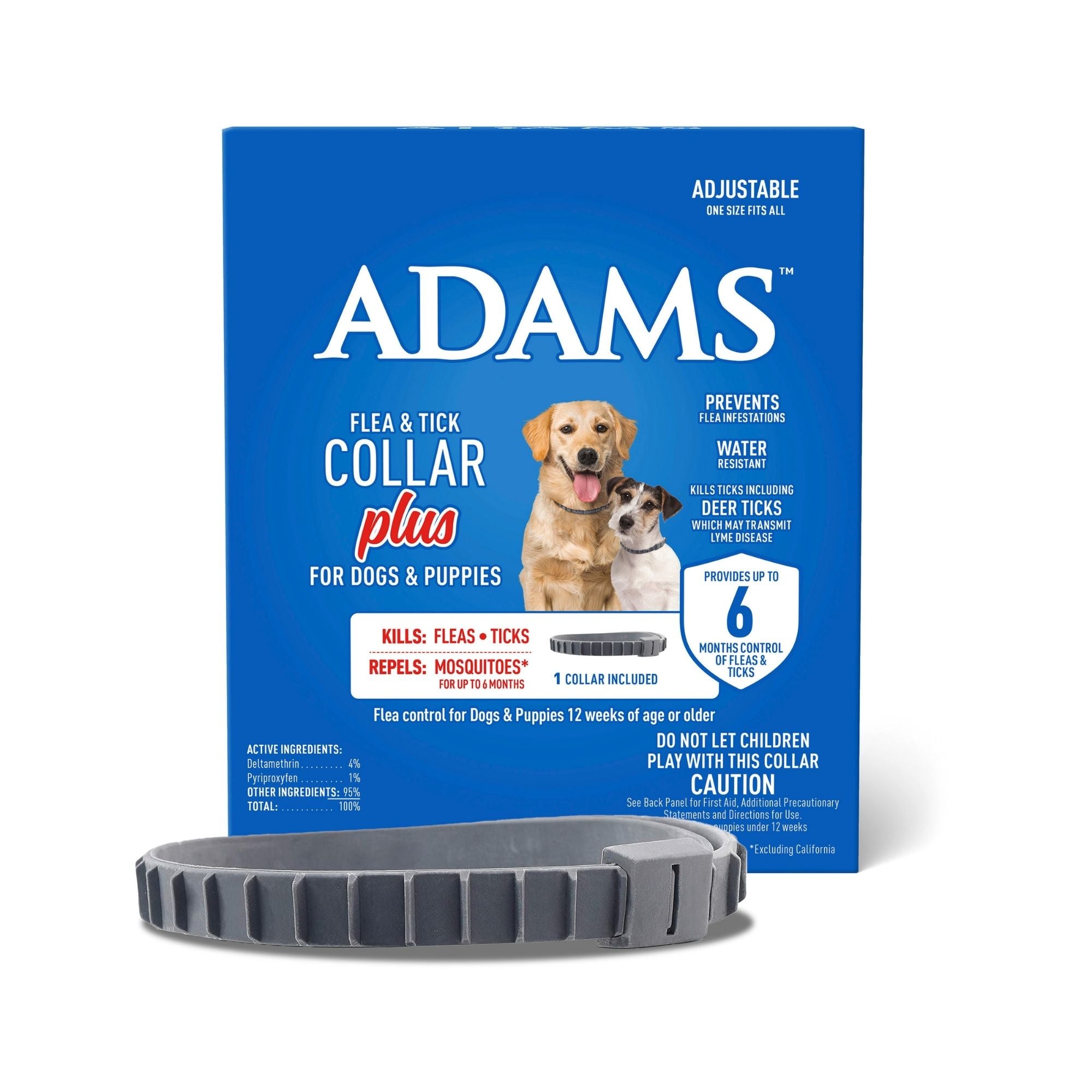ADAMS Flea & Tick Adjustable Collar Plus for Dogs and Puppies