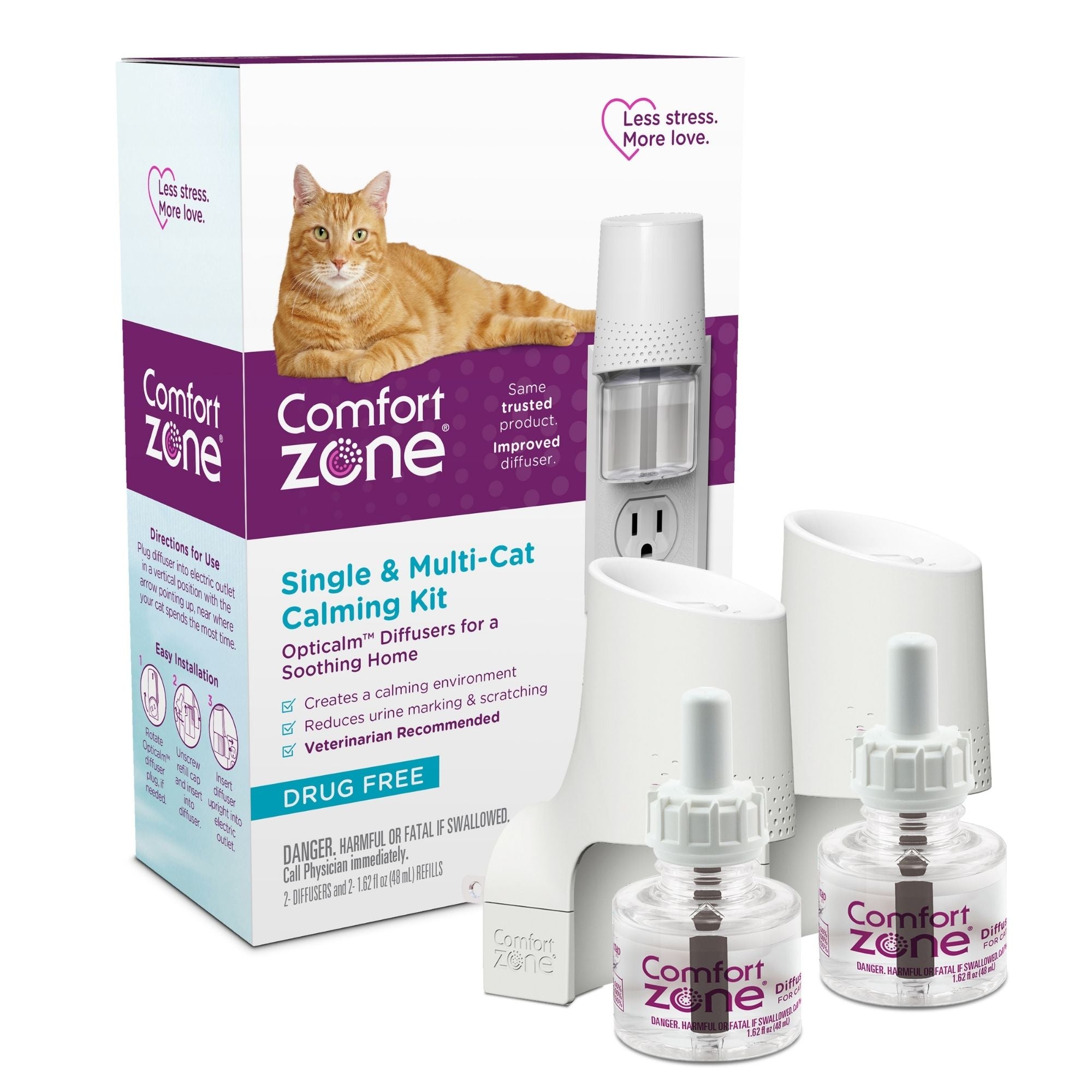 Comfort Zone Single and Multi-Cat Calming Diffuser and Refill Kit 2pk
