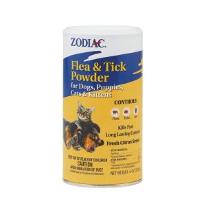 Zodiac Flea & Tick Powder for Dogs Puppies Cats & Kittens 6oz Shaker Top