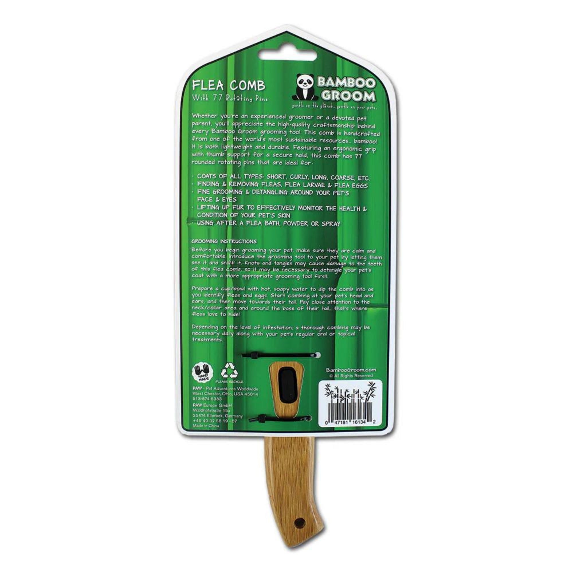Bamboo Groom Rotating Flea Comb - Image 4