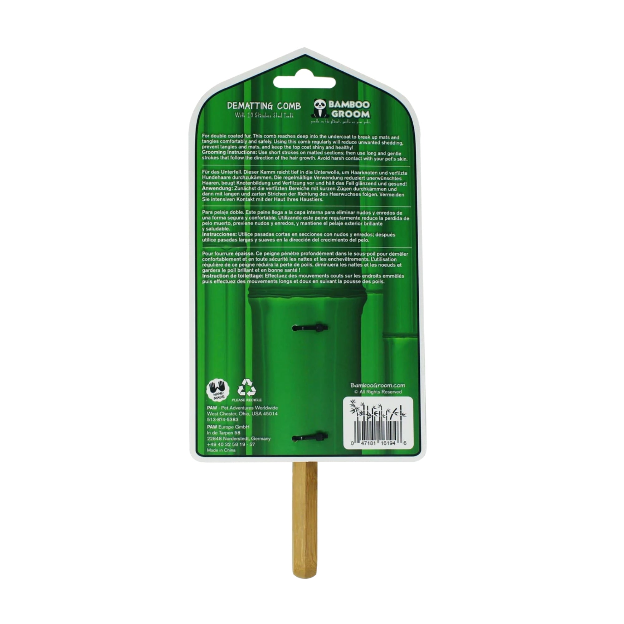 Bamboo Groom Dematting Comb - Image 2