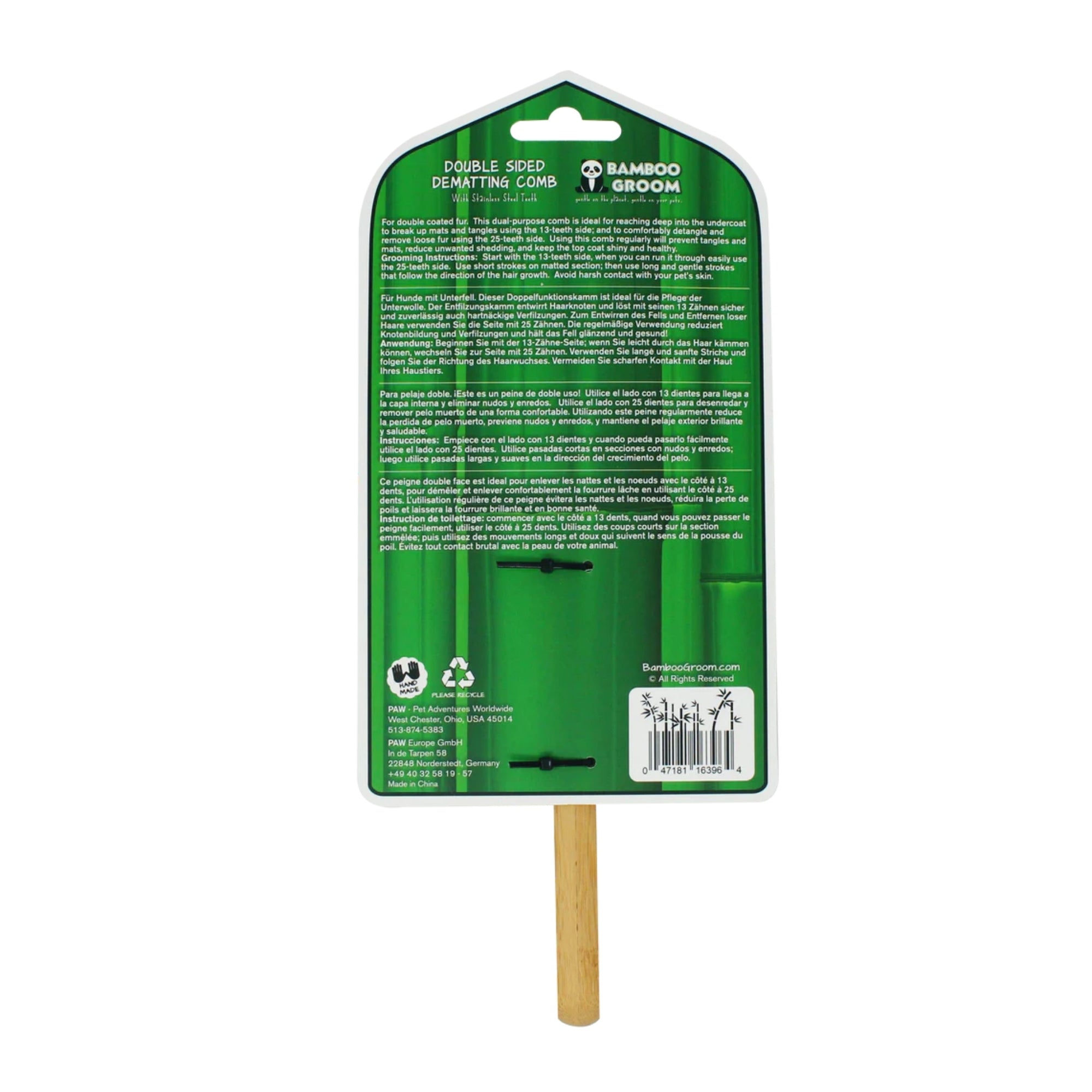 Bamboo Groom Double-Sided Dematting Comb - Image 2