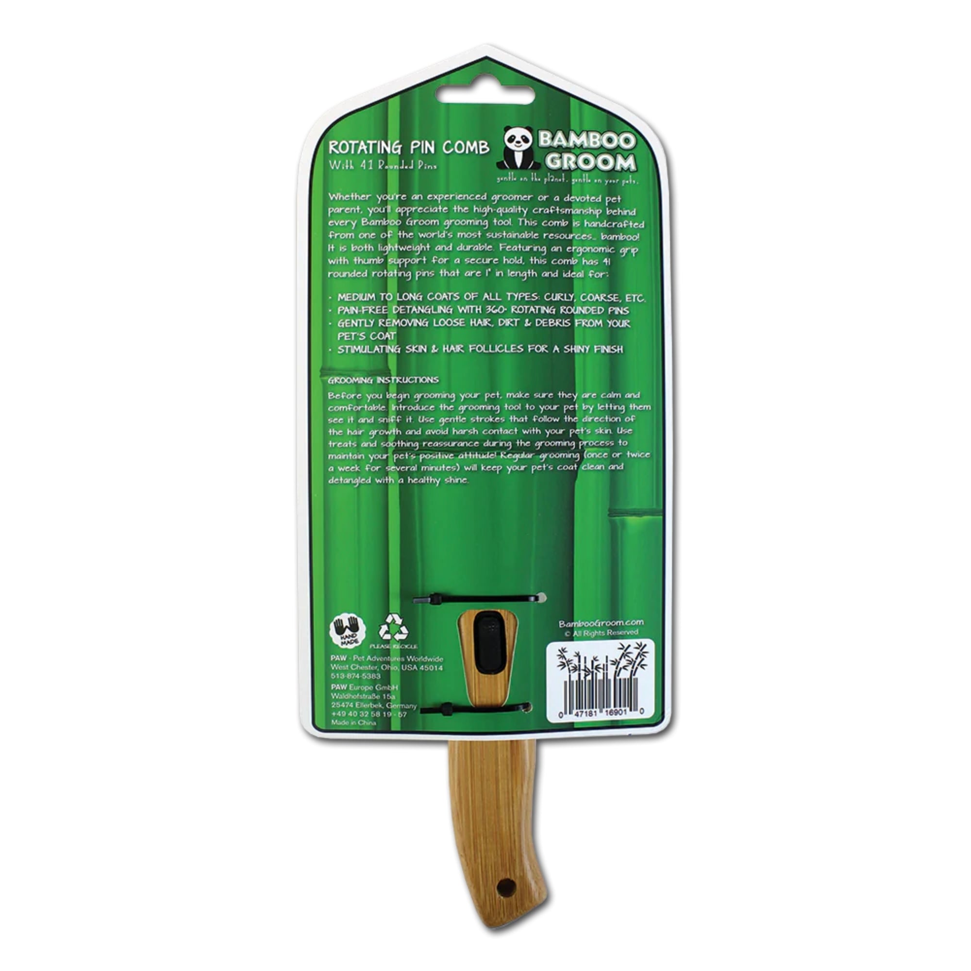 Bamboo Groom Rotating Pin Comb - Image 5