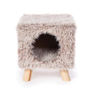 Prevue Cozy Cube Plush Tan Cat Furniture