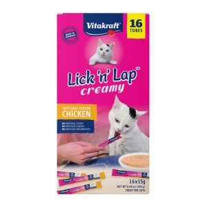 Vitakraft Lick N Lap Creamy Cat Treats, Chicken, 16 Pack