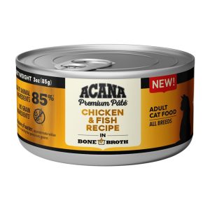 ACANA Premium Pâté Wet Cat Food, Chicken & Fish in Bone Broth, 3 oz (Case of 24)