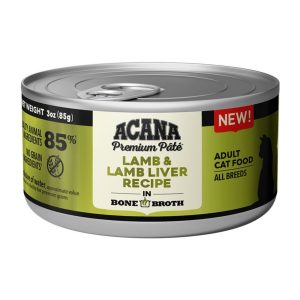 ACANA Premium Pâté Wet Cat Food, Lamb & Lamb Liver in Bone Broth, 3 oz, 24 Pack