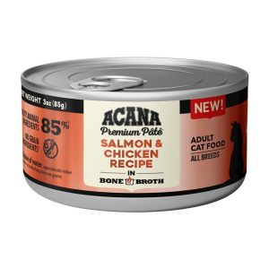 ACANA Premium Pâté Wet Cat Food, Salmon & Chicken in Bone Broth, 3 oz, 24 Pack