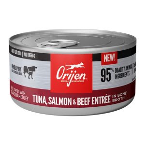 ORIJEN Tuna, Salmon & Beef Entrée Grain-Free Wet Cat Food, 3 oz (Case of 24)
