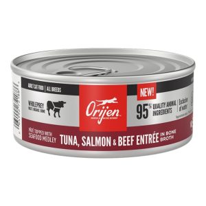 ORIJEN Tuna, Salmon & Beef Entrée Grain-Free Wet Cat Food, 5.5 oz (Case of 12)