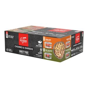 ORIJEN Chunks & Shreds Variety Pack Grain-Free Wet Cat Food, 3 oz (Case of 12)