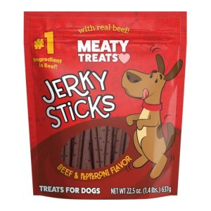 Meaty Treats Jerky Sticks Beef & Pepperoni Dog Treats, 22.5 oz