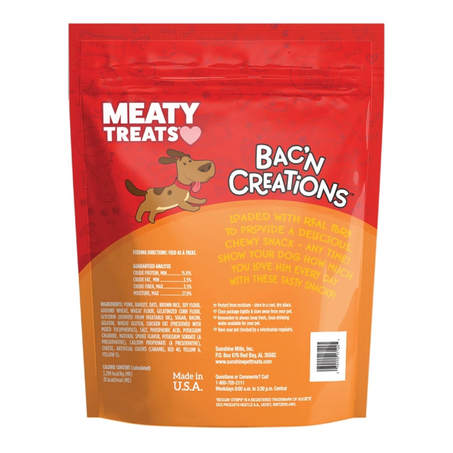 Meaty Treats Bac'N Creations Bacon & Cheese Dog Treats, 40 oz - Image 2