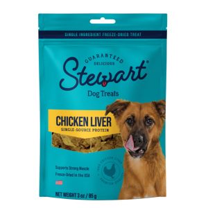 Stewart Freeze-Dried Single Ingredient Chicken Liver Dog Treats, 3 oz