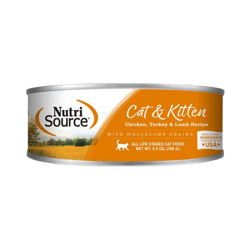 NutriSource Cat & Kitten Canned Food, Chicken, Turkey & Lamb, 5.5 oz