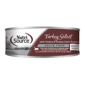 NutriSource Grain-Free Turkey & Turkey Liver Canned Cat Food, 5 oz
