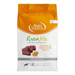 Pure Vita Grain-Free Venison & Red Lentils Dry Dog Food, 4 lb