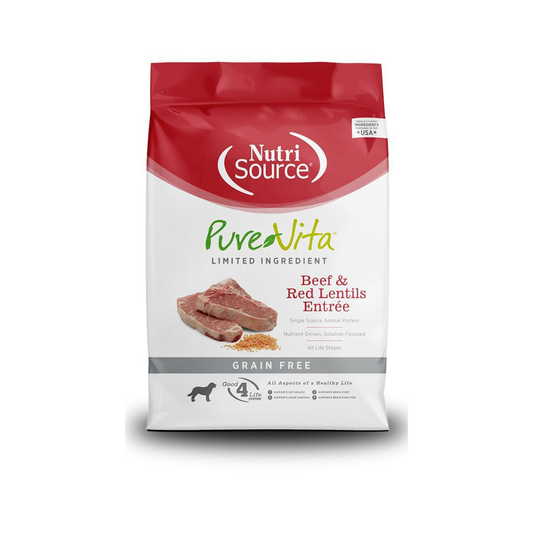 Pure Vita LID Grain-Free Beef & Red Lentils Dry Dog Food, 25 lb