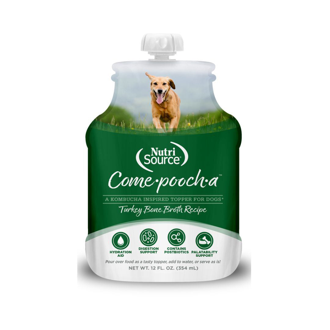 NutriSource Come-Pooch-A Bone Broth Dog Food Topper, Turkey, 12 oz
