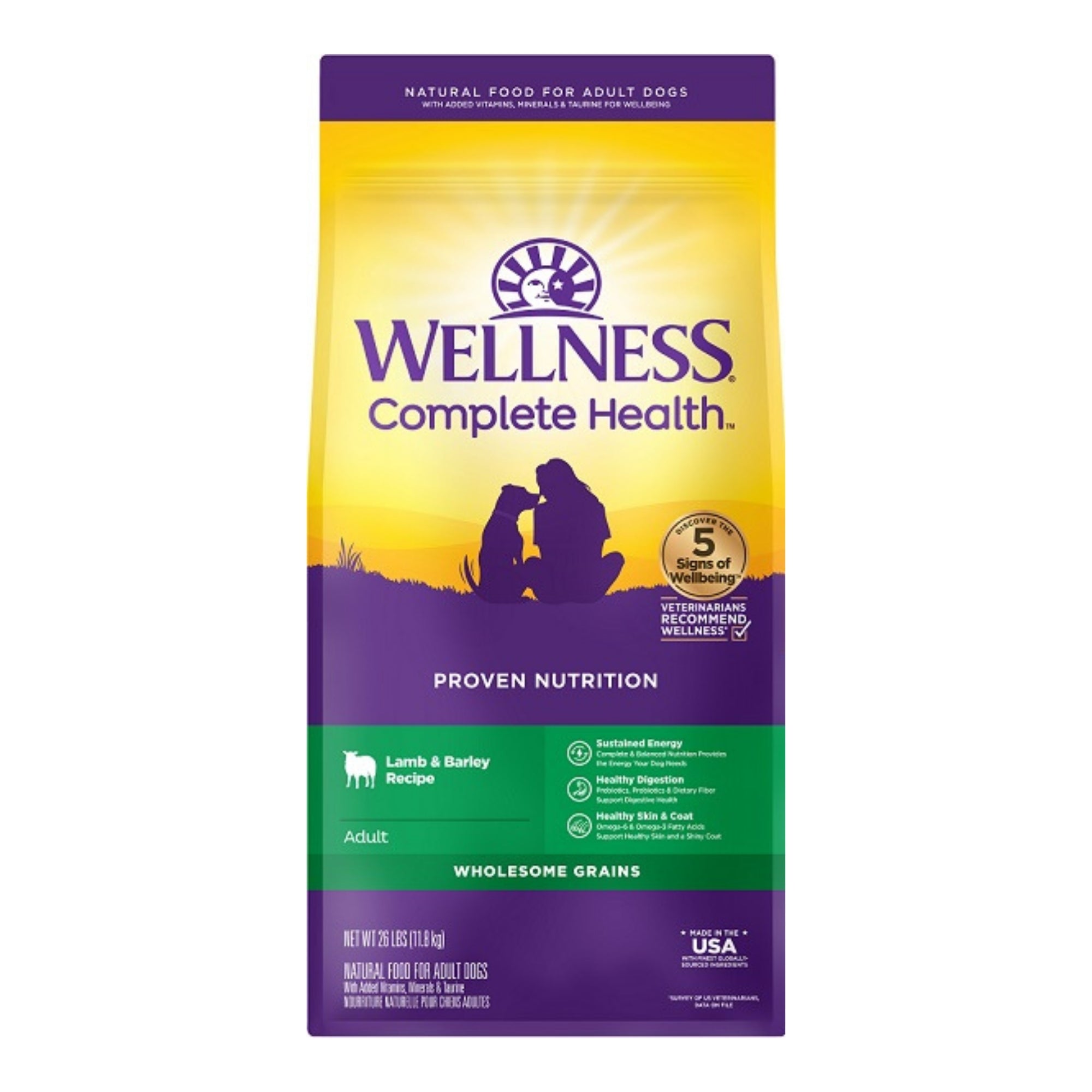 Wellness Complete Health Adult Lamb & Barley Dry Dog Food - Image 3